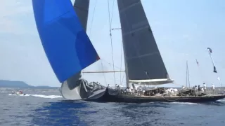 J-Class Lionheart spinnaker hoist, Day 2 Superyacht Cup 2014