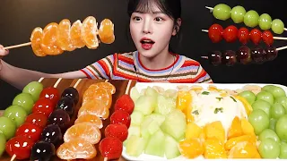 SUB)빠삭달달 탕후루 먹방!🍡 망고 샤인머스캣 과일빙수까지 여름 디저트 꿀조합 리얼사운드 Tanghulu Bingsu Mukbang Asmr