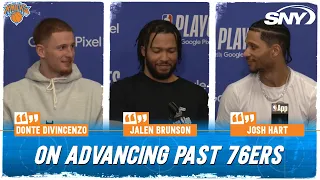 Jalen Brunson, Josh Hart, and Donte DiVincenzo joke around after Knicks advance over 76ers | SNY