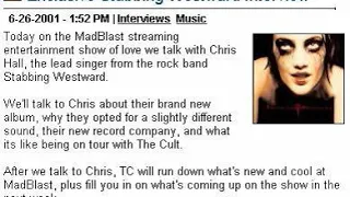 Christopher Hall (Stabbing Westward) MadBlast Interview - June 26, 2001