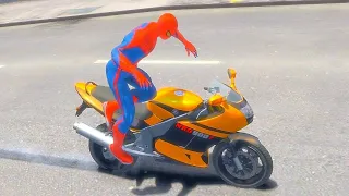 Brutal Motorcycle SpiderMan Ragdolls - GTA IV #48 (Euphoria Physics)