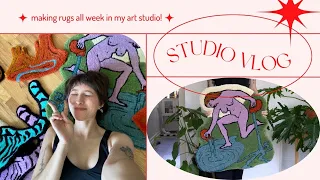 ARTIST STUDIO VLOG 💖 creative process, making tufted rugs, week in my life in my art studio 🐸