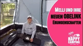 Melli baut ihr neues Vorzelt, Tisch und Stühle von Obelink auf | HAPPY CAMPING