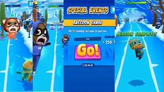 Talking Tom Hero Dash - Hit 15 running raccoons at ice land in one run