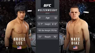 Bruce Lee vs. Nate Diaz (EA Sports UFC 3) - CPU vs. CPU - Crazy UFC 👊🤪