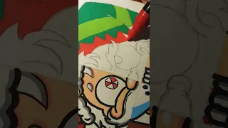 Drawing POMNI from TADC in 4 different art styles with posca markers pt 4 Xmas Edition #shorts