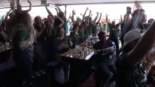 Fans in Cape Town celebrate South Africa's Rugby World Cup win