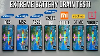 Samsung M52 vs F62 vs A52s 5G vs S20 FE 5G vs Mi 11 Lite NE 5G vs Realme GT ME Battery Drain Test!