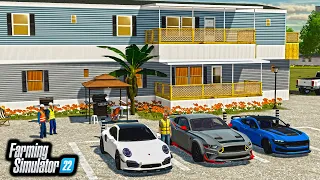 BUILDING A LUXURY MOBILE-HOME MANSION! (MUSTANG & PORSCHE INCLUDED) | FS22