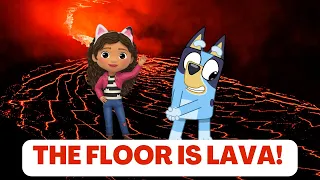 Bluey vs. Gabby's Dollhouse Brain Break! Floor is Lava Dance Workout for Kids!