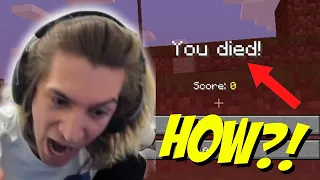 xqc reacts minecraft speedrun deaths and fails