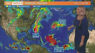 Thursday noon tropical update: Lee weakens to cat 1 over Bermuda