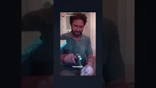 Gerard Butler | 2023 | JUST AWW! Gerry makes bracelet for cute fan and gives her a kiss!