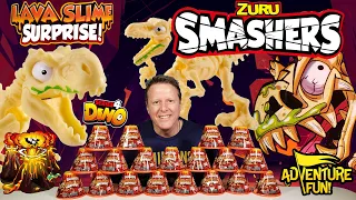 6 Zuru Smashers Lava Slime Surprise Dino Skeletons Series 4 With T-Rex Adventure Fun Toy review!