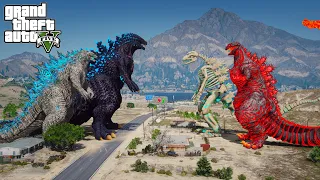 Atomic Godzilla. Godzilla BOB vs Skeleton Godzilla, Shin Godzilla - Best Battle Scene ( GTA V Mods )