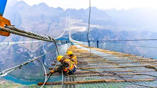 Incredible dangerous China bridge construction process. Amazing heavy bridge construction technology