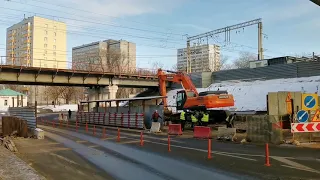 Строительство эстакады для МЦД-4 в районе ТТК и улицы Рогожский посёлок