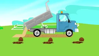 Mini Loader and Tractor with Trailer - Road construction and Excavator stories kids