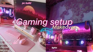 EXTREME GAMING SETUP MAKEOVER | PC build, accessories + more! *very pink and aesthetic* ♡