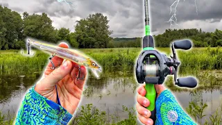 Thunderstorm Fishing For GIANT Spring Bass (Best Lures)