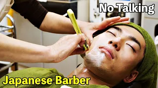 🇯🇵 Face Shave / Traditional Japanese Barber Shop / No Talking / Female Barber / Handsome Shaving 🇯🇵