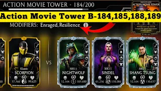 Fatal Action Movie Tower Hard Battles 184 , 185 , 188 & 189 Fight + Rewards MK Mobile
