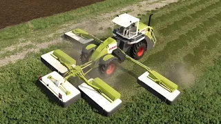 Farming on Calmsden Farms | Fs 22 Timelapse | Ep#15 |, Mowing Grass, Baling Silage Bales.