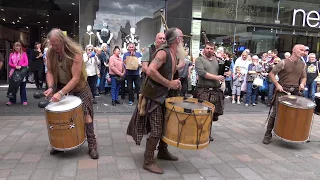 Clanadonia perform Last of the Mohicans in Perth City centre during Medieval Fayre Aug 2017