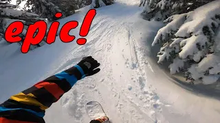4K Snowboarding POV - Tree Runs, Summit at Snoqualmie, Washington State