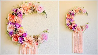 DIY Nursery Decor Ideas|| Wool and Flower Wall Hanging || Easy Baby Room Decor || Moon Wreath