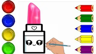 How to draw a cute lipstick for kids and toddlers||Kids easy drawing||Drawing for kids||kids