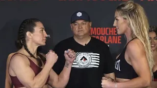 Sara McMann vs. Leah McCourt - Weigh-in Face-Off - (Bellator 300) - /r/WMMA