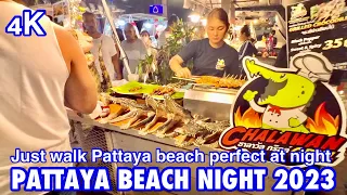 [🇹🇭4K] Pattaya  travel just walk Pattaya beach at night beautiful January 2023 Scenes Thailand