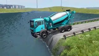 Truck Cars Vs Potholes With Deep Water - BeamNG.Drive - Beamng 4 Crash