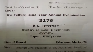 B.A 2nd year, History, HIST(A)204, question paper 2023. HPU