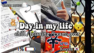 Chill day after final exams 🗂️ | reset routine 🥞 | trying Korean noodles 🍜, decluttering 🛒🛍️ & more.