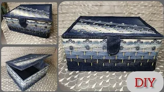 DIY Шикарный короб для хранения из старых джинсов! A storage box made of old jeans!