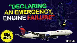 Engine failure shortly after takeoff. Delta Boeing 767-300 returned to Orlando. Real ATC