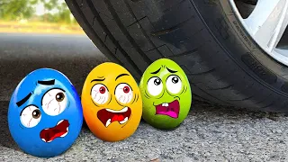 Crushing Crunchy & Soft Things by Car | Surprise Eggs Found Scary Hot Wheel | Woa Doodles