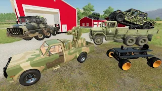 Buying barns with army trucks and tank inside | Farming Simulator 22