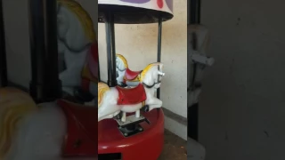 1970s Mini carousel kiddie ride (Purple, white, red and aqua green; Recently repainted; Relocated)