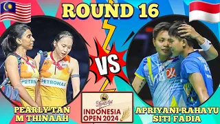 (R16)🇲🇾Pearly Tan-M Thinaah 🆚️ 🇲🇨Apriyani Rahayu-Siti Fadia🔥‼️#indonesiaopen2024