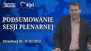 Podsumowanie sesja plenarnej, Radosław Sikorski, Strasburg, 4-7.07.2022