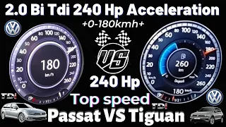 Top Speed Acceleration Vw Tiguan 2 0 Bi Tdi 240 Hp VS Vw Passat B8 2 0 Tdi 240 Hp 0 -190 Hız deneme