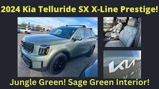 In Depth Review of the 2024 Kia Telluride SX X-Line Prestige! Jungle Green With Sage Interior!