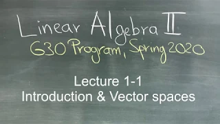 Linear Algebra II (G30 Program): Lecture 1-1 Introduction & Vector spaces