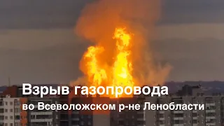 Взрыв газопровода во Всеволожске под Санкт Петербургом. Кадры очевидцев