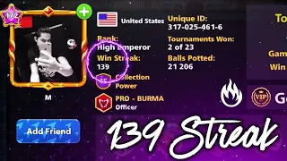 I BROKE A 139 WIN STREAK BY A CRAZY HACKER IN BERLIN (HIGHEST WIN STREAK EVER) 8 Ball Pool