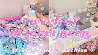 1 week of market prep! Sewing scrunchies, creating a new size, first time sewing in the new studio