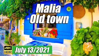 Walking in the old town of Malia, Crete Greece 2021, 4K UHD